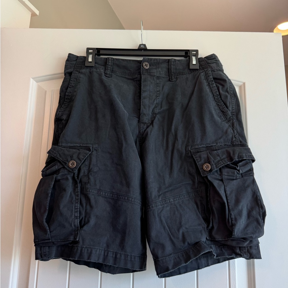 American Eagle Outfitters Black Cargo Shorts with Multi-Pocket Design
